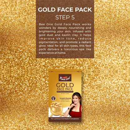 Bee One Gold Facial Kit 26g (Pack of 2) | With Niacinamide & Golden Dust | For Radiant Skin and Youthful Glow | Fights pigmentation and prevents Acne | Suitable for All Skin Types