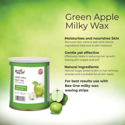 GREEN APPLE MILKY WAX & BROWN WAXING STRIPS