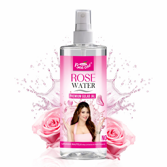 Bee One Rose Water 500ml | Natural Facial Toner & Cleanser | Hydrating Face Mist & Makeup Setting Spray for Glowing Skin | Pure Gulabjal for Pore Care, Brightening & All Skin Types