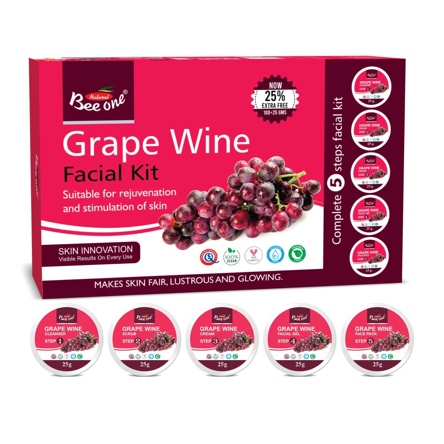 GRAPE WINE FACIAL KIT 125g