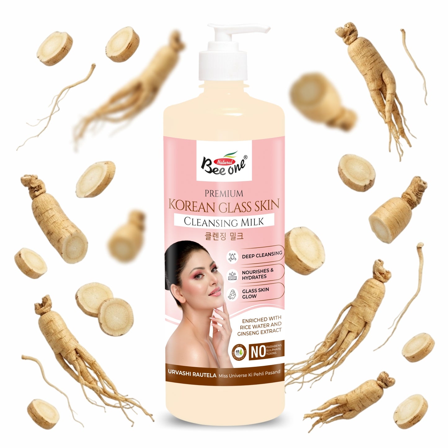 Bee one Korean Glass Skin Cleansing Milk 1000ml | Enriched with Rice Water & Ginseng Extract